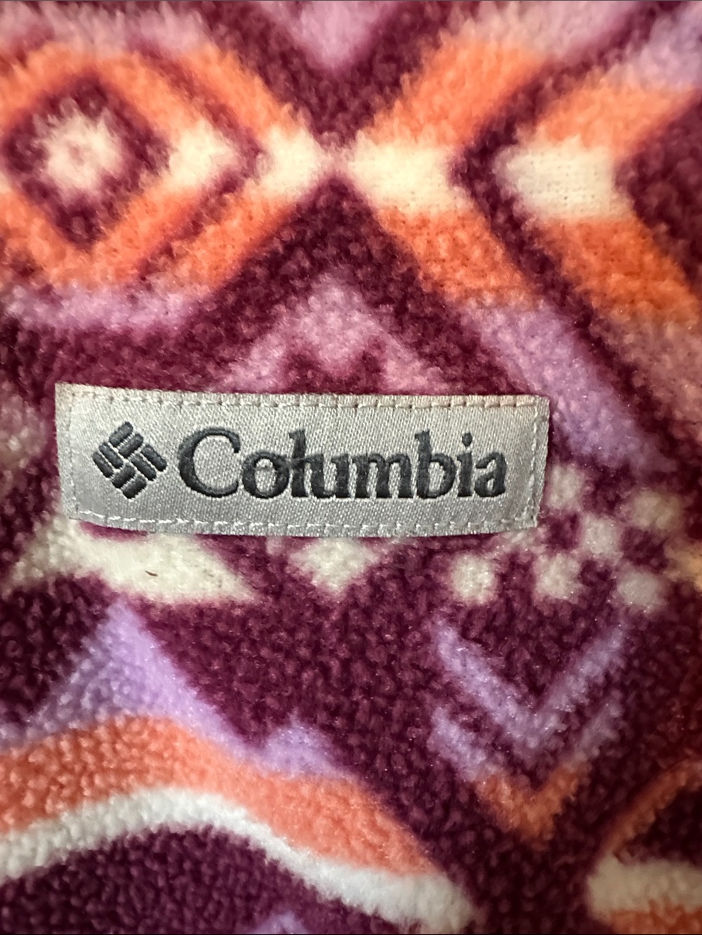 Columbia Purple & Pink Aztec Full-Zip Fleece Jacket Kids M - Picture 3 of 5